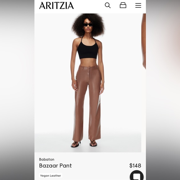 Aritzia Bazaar Leather Pant Black - Picture 3 of 6